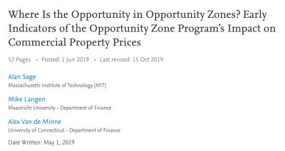 Where Is the Opportunity in Opportunity Zones? Early Indicators of the Opportunity Zone Program’s Impact on Commercial Property Prices